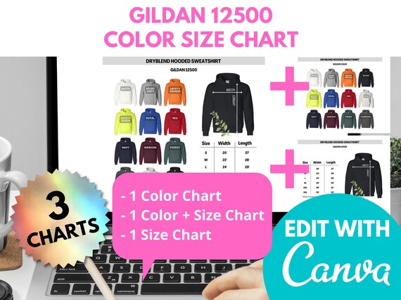Gildan 12500 Color Chart G12500 Gildan G125 Dryblend Hooded - Etsy