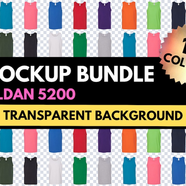 Gildan Mockup Bundle, Gildan 5200, Gildan G520, Transparent Mock Up, Tanktop Mock-up, Heavy Cotton, Tank Top Mocks, Design Template