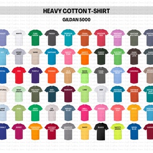 Gildan 5000 Color Chart, Color Gildan 5000, Heavy Cotton, Shirt Mockup ...
