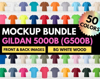 Gildan 5000B Mockup Bundle, Gildan G500B, Mock Up Front Back, Shirt Colors, Gildan Youth Shirt Unisex, Design Template,Tshirt Mockup Bundle