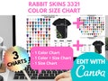 Rabbit Skins 3321, Color Chart, Size Chart, Rabbit Skins Chart, Edit in Canva, Rabbit Skins Sizing, Editable Template, Color Swatches 3321 product logo