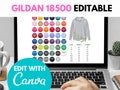 Gildan 18500 Color Chart, Editable, Gildan Size Guide, Hoodie Color Chart, Size Chart for 18500 Heavy Blend Hooded Sweatshirt, G18500 product logo