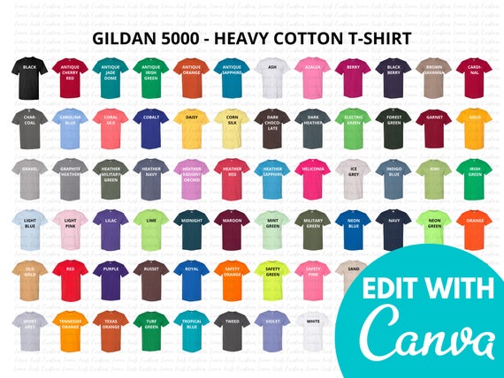 Gildan 5000 Editable Color Chart And Size Chart | kumarindustriesagro.com