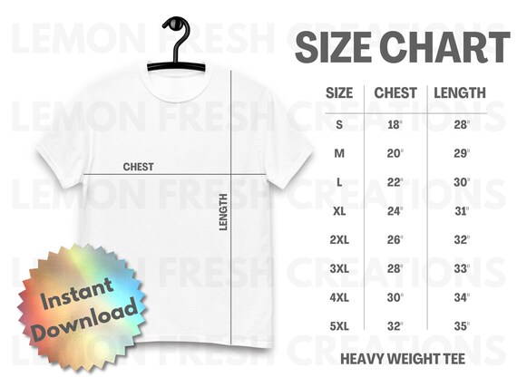 Gildan heavyweight t shirt size chart Clearance