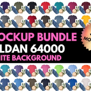 Gildan Softstyle, Tshirt Mockup Bundle, Gildan 64000, Mock Up Bundle, Gildan 64000 All Colors, White Wood, Mockup Bundle, Tshirt Mockup