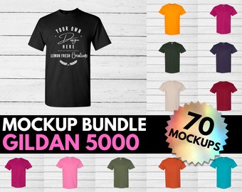 Gildan Mockup Bundle, Gildan 5000, G5000, Mock Up White Background, Shirt Colors, Mock-up Men's Unisex, Design Template, Tshirt Mockup Bundle