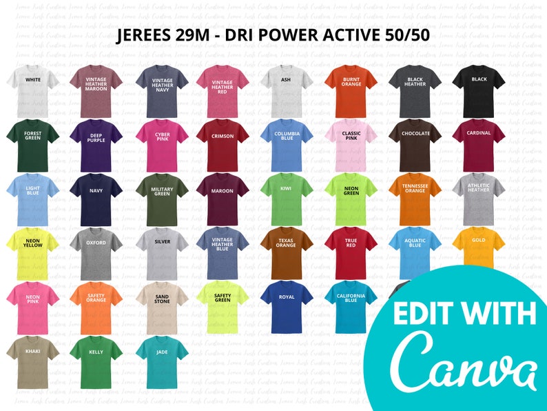 Jerzees 29M Color Chart Jerzees 29M 29M Chart DRIPOWER Etsy