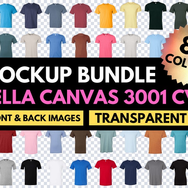 Bella Canvas CVC, Bella Canvas 3001 CVC, Mockup Bundle, BC3001 CVC, Transparent Mockup, Bella Canvas png, Mock-up Shirt, Design Template