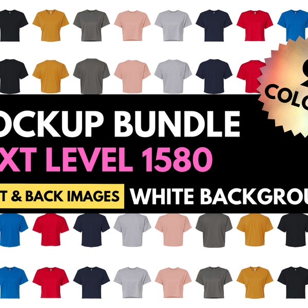 Next Level Mockup, Next Level 1580, Womans Ideal Crop Top, Front and Back, Crop Top Colors, Mock-up Bundle, Design Template, Tshirt Mocks