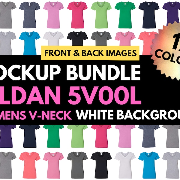Gildan 5V00L Mockup Bundle, Gildan G500VL, Mock Up White Background, Shirt Colors, Mock-up Womens, Design Template, V-Neck Heavy Blend Shirt