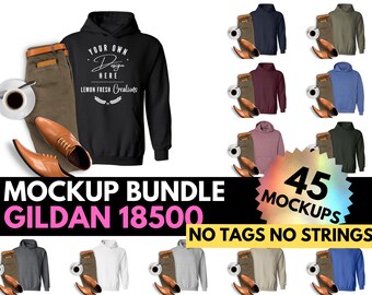 Gildan Hoodie Mockup, Gildan 18500, G185, Gildan Bundle, Hooded Sweatshirt, Flat Lay Mock-up, Design Template, Tshirt Mockup Bundle