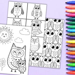 Printable Owl Coloring Pages | 42 Page Kids and Adult Coloring Book | Creative Coloring, Mindfulness Activity | Owl Themed Coloring Sheets