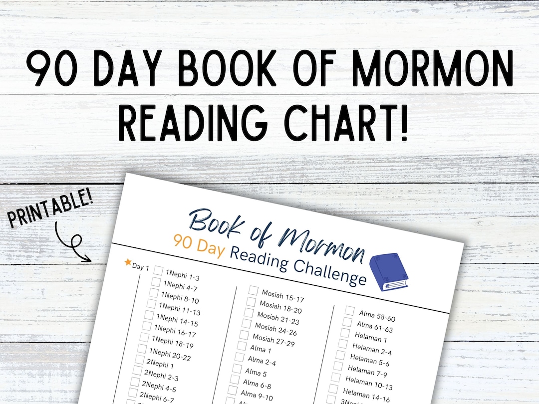 90 Day Book of Mormon Reading Chart Printable Reading Chart LDS Reading