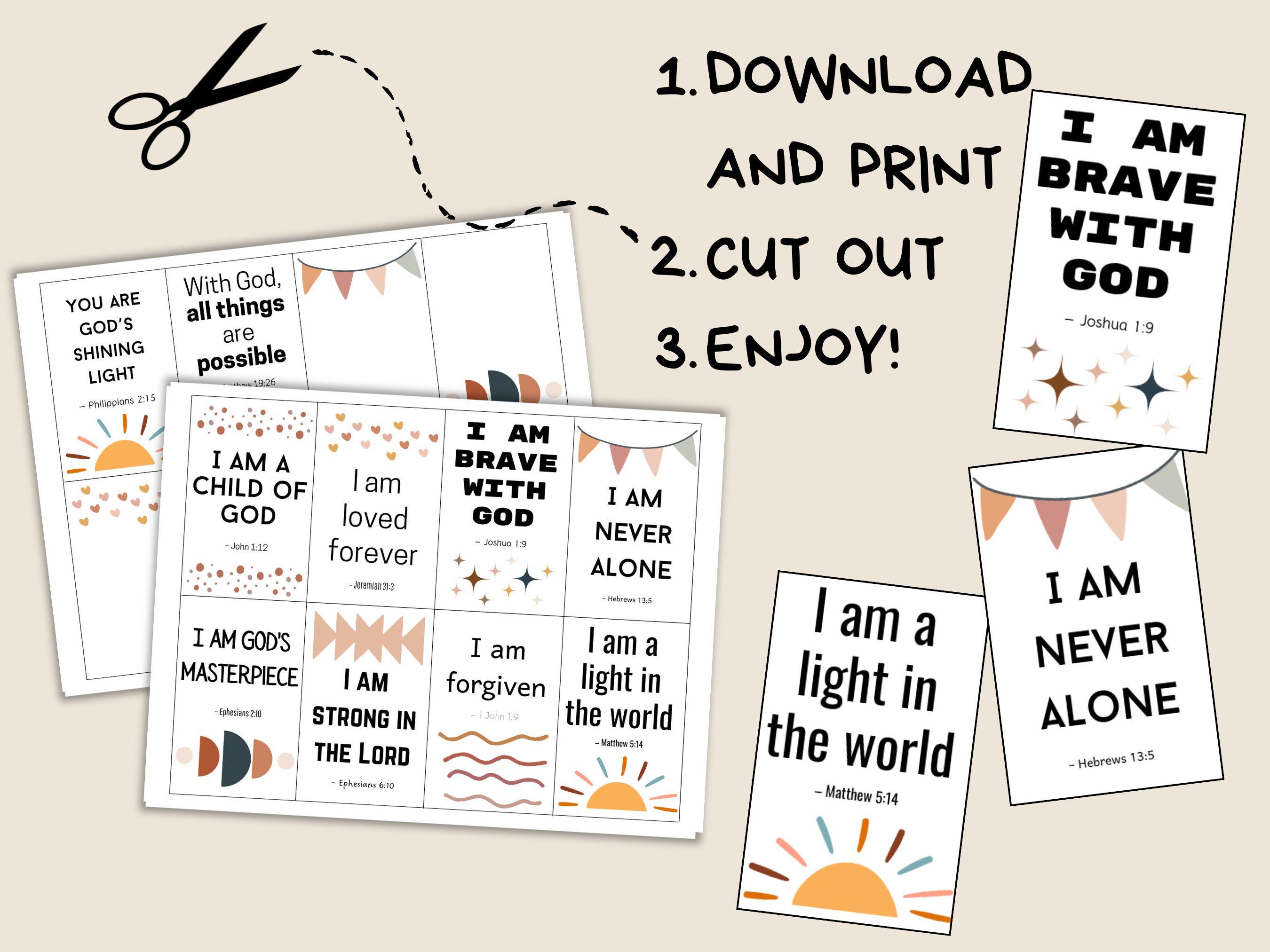 Printable Christian Affirmation Cards for Kids | 50+ Bible Verse Cards ...