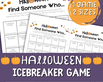 Printable Halloween “Find Someone Who” Bingo Game | Kids Halloween Party Activity | Classroom Party Handout | Instant Download PDF 2 Sizes
