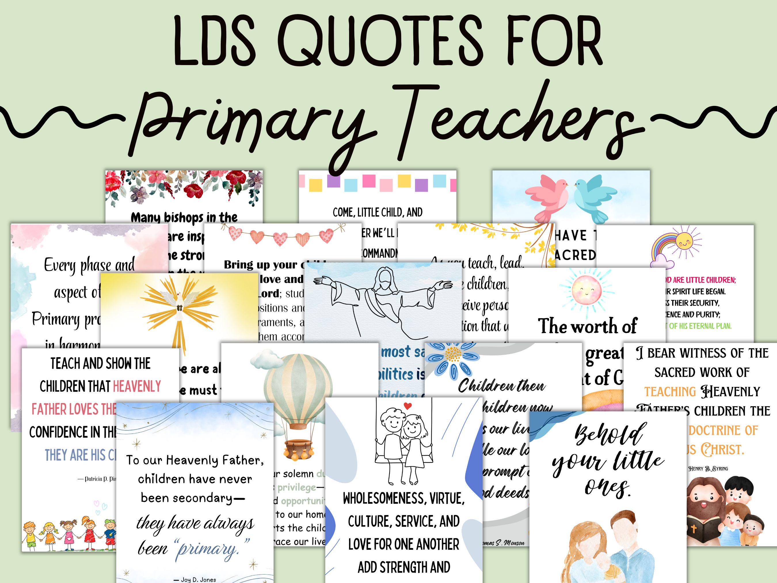 LDS Quotes for Primary Teachers | Printable Primary Cards | Printable ...