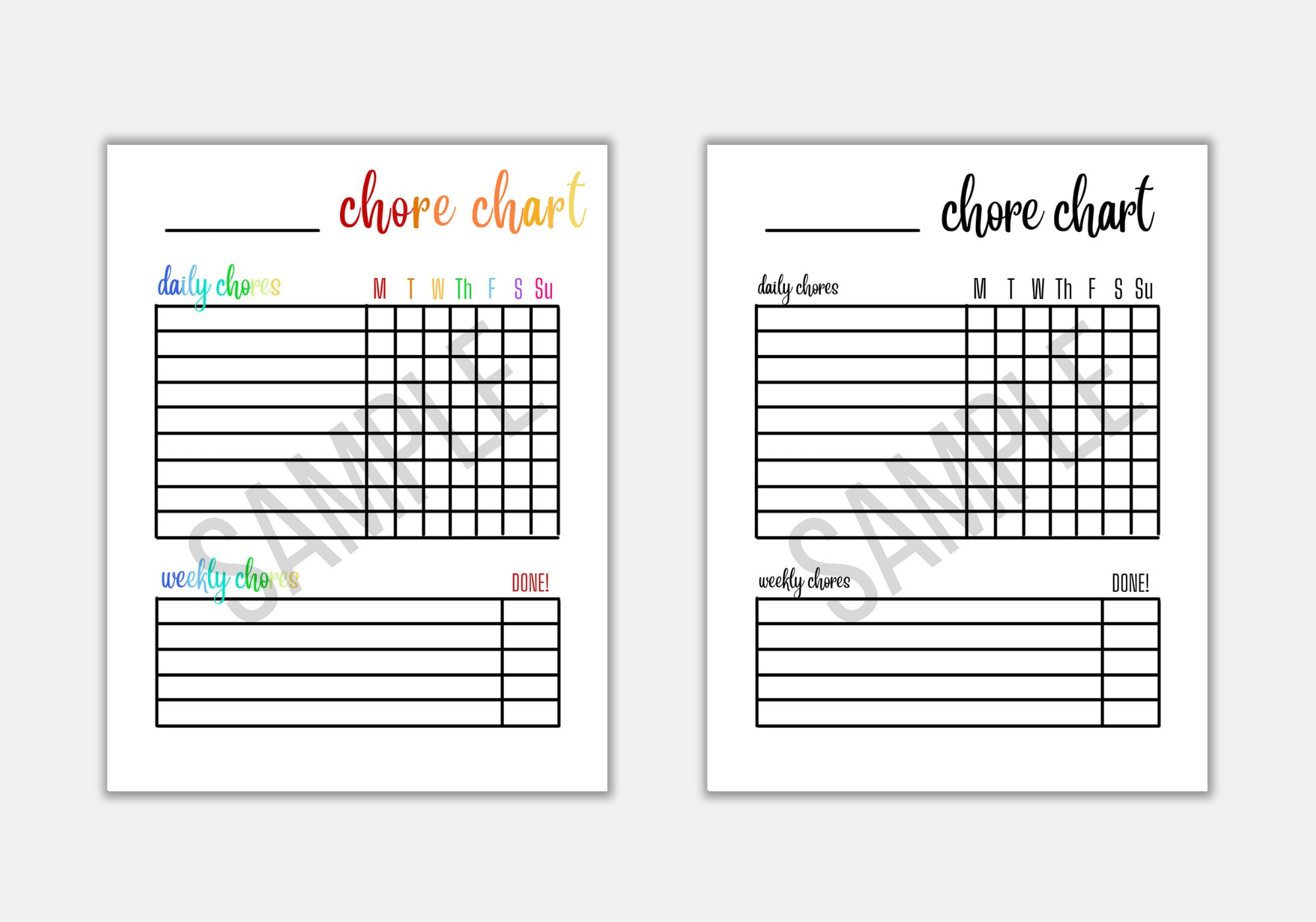 Chore Chart Printable - Responsibility Chart for Kids - Etsy