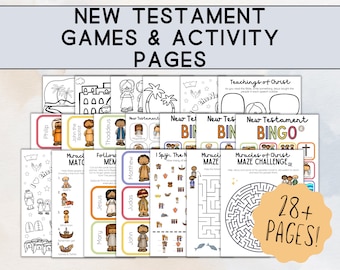 New Testament Kids Activity Bundle | Printable Bible Games for Kids | New Testament Coloring Pages | Printable Bingo Cards | Bible Stories