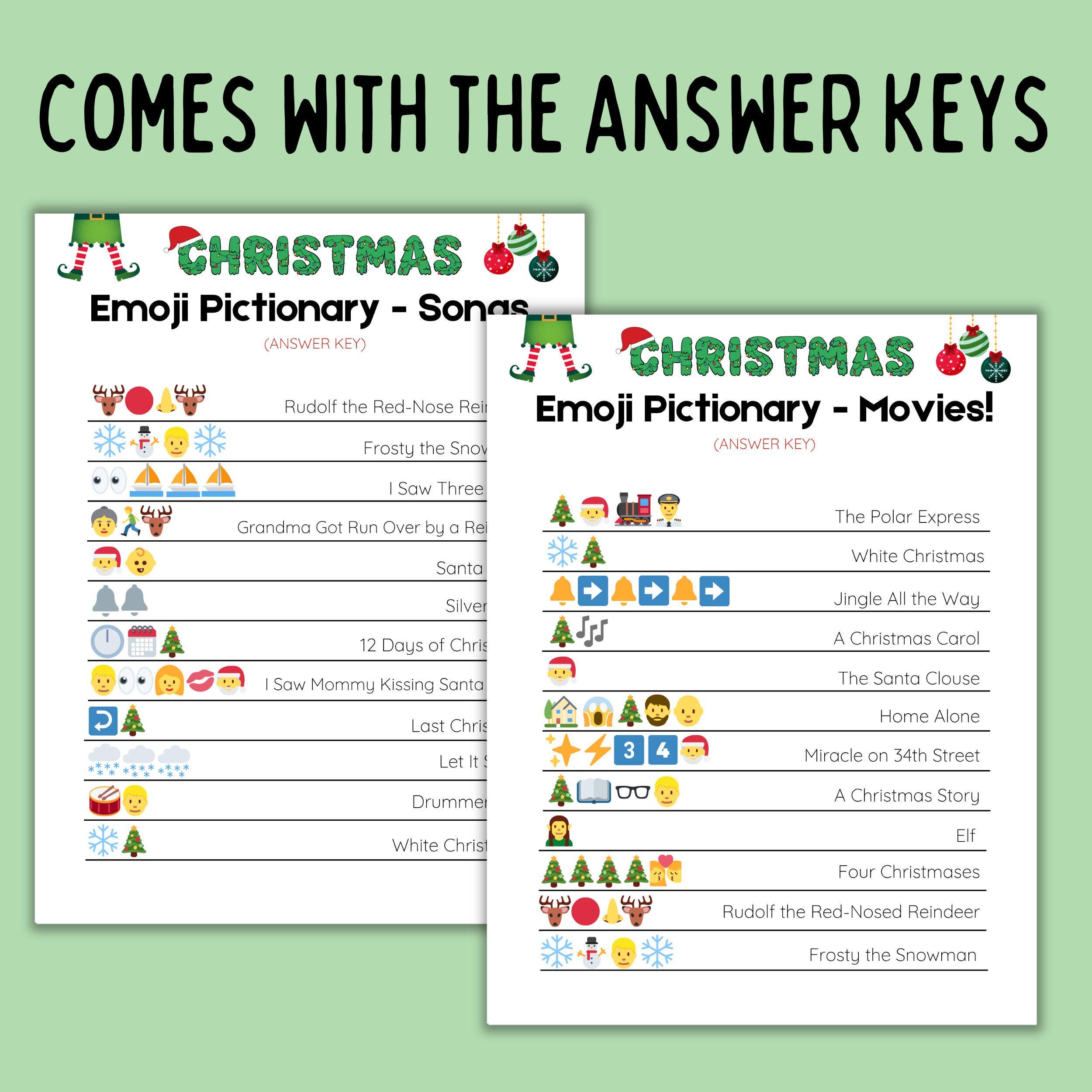 Christmas Emoji Pictionary | Printable | Christmas Movies + Songs | 2 ...