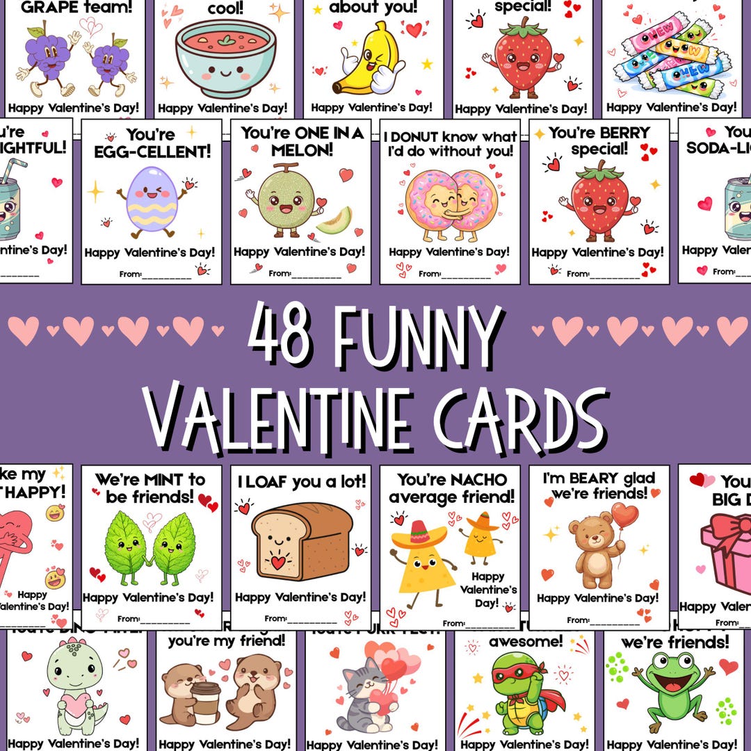 Printable Funny Kids Valentines | 48 Punny Valentine Cards for ...