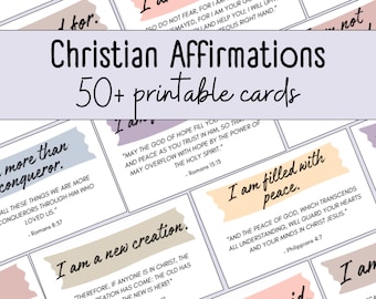 50+ Printable Christian Affirmation Cards | Bible Verse Encouragement | Daily Inspiration | Bible Verse Cards | Scripture Cards | RAOK Cards