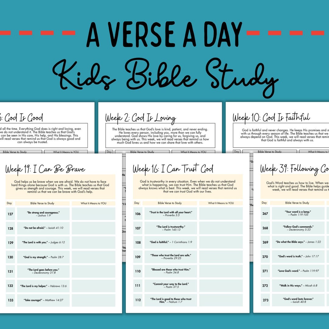 Printable Bible Study for Kids | Verse a Day Challenge | 365 Bible ...