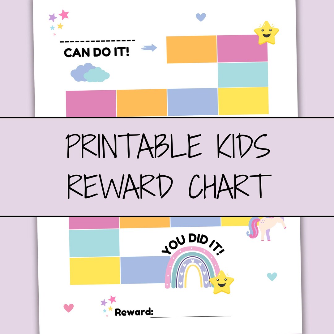 Kids Reward Chart Printable for Girls | Rainbow Unicorn Reward Sticker ...