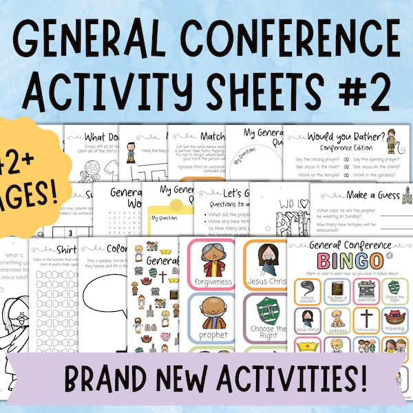 General Conference April 2024 Activities for Kids | LDS Conference Packet | Conference BINGO | General Conference Games | Coloring Pages