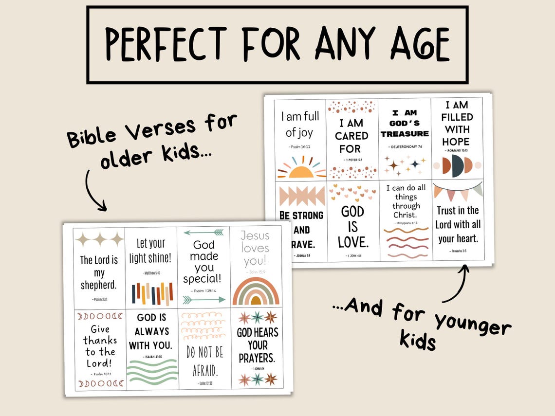 Printable Christian Affirmation Cards for Kids | 50+ Bible Verse Cards ...