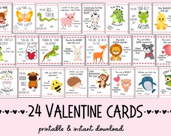 Cute Animal Valentines Day Cards | Printable Animal Valentines for Kids | Classroom Valentines | Valentines Day Party | Girls and Boys