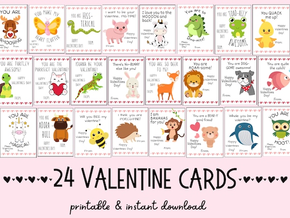 Valentines Day Candy Cards Printable Farm Animal Valentines Day Cards ...
