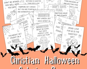 Christian Halloween Bible Verse Coloring Pages | Printable Scripture Coloring Sheets | Faith-Based Halloween Activity | Instant Download PDF