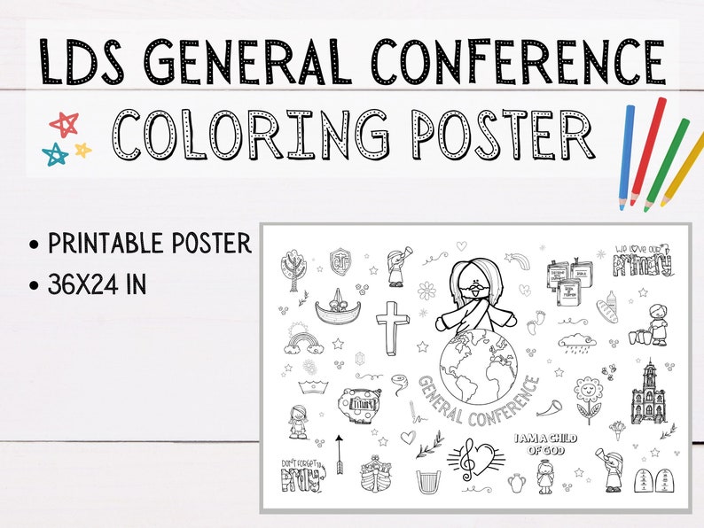 LDS General Conference Coloring Poster for Kids October 2023 LDS