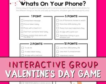 Valentine’s Day What’s On Your Phone Game • Printable Party Game for Teens & Adults • Fun Cell Phone Icebreaker • Instant Download