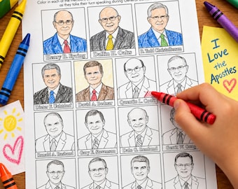 LDS Apostle Coloring Pages Printable | General Conference Coloring Pages | LDS Church Leaders | First Presidency & Apostles Activity