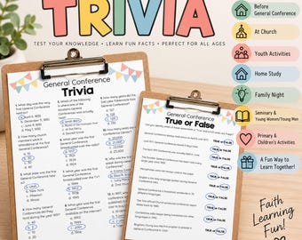 LDS General Conference Trivia Game Printable | True or False Game | General Conference Activity | LDS Church Games for Kids & Families