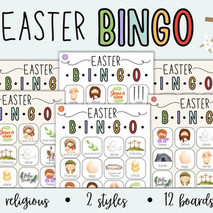 Bingo de Pascua / Bingo imprimible para la iglesia / Juegos bíblicos para niños / Tarjetas de bingo imprimibles / Juegos de la iglesia / BINGO de Jesucristo / Juego de memoria bíblico