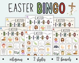 Easter Bingo | Printable Church Bingo | Bible Games for Kids | Printable Bingo Cards | Church Games | Jesus Christ BINGO | Bible Memory Game