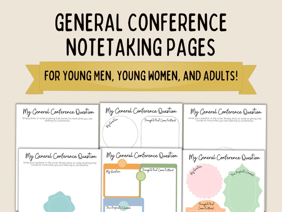 General Conference Youth and Adult Activity Pages April 2024 Note Taking Pages for Teens General Conf LDS Youth Notes for Adults image 1