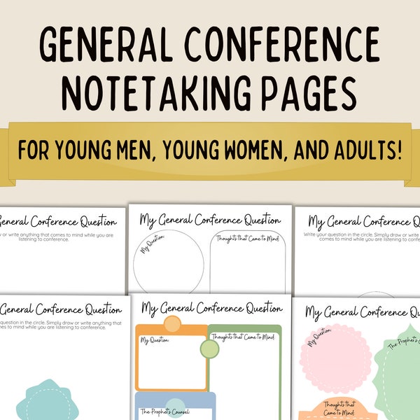 General Conference Youth and Adult Activity Pages | April 2024 | Note Taking Pages for Teens | General Conf LDS Youth | Notes for Adults