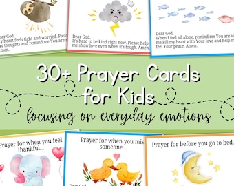Printable Prayer Cards for Kids | 30 Emotions-Based Christian Prayers for Children | Prayer Journals, Morning & Night Routines