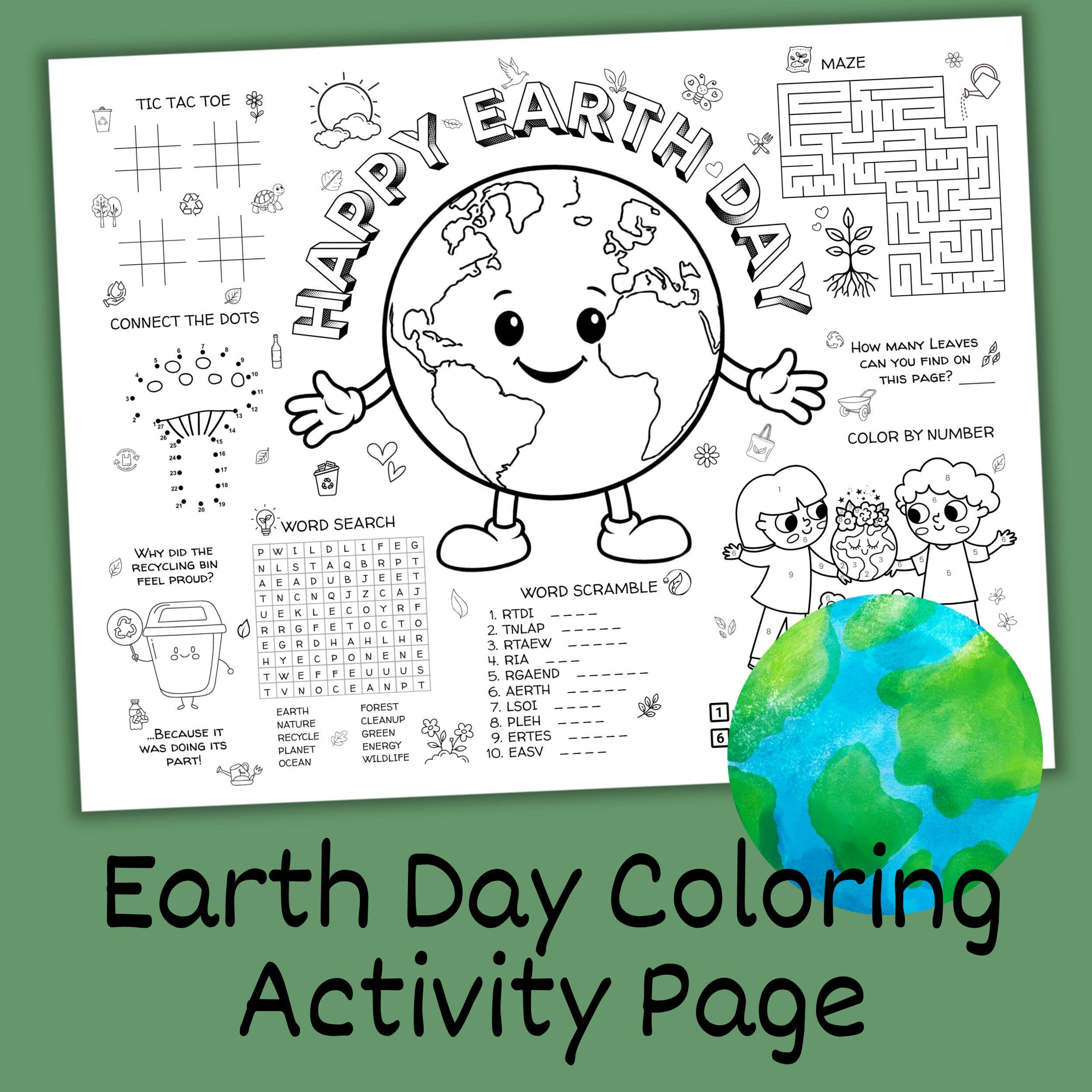 41 Easy Earth Day Crafts And Activities For Kids 28 Earth Day Coloring Placemat Printable Kids Activity Placemat Earth…