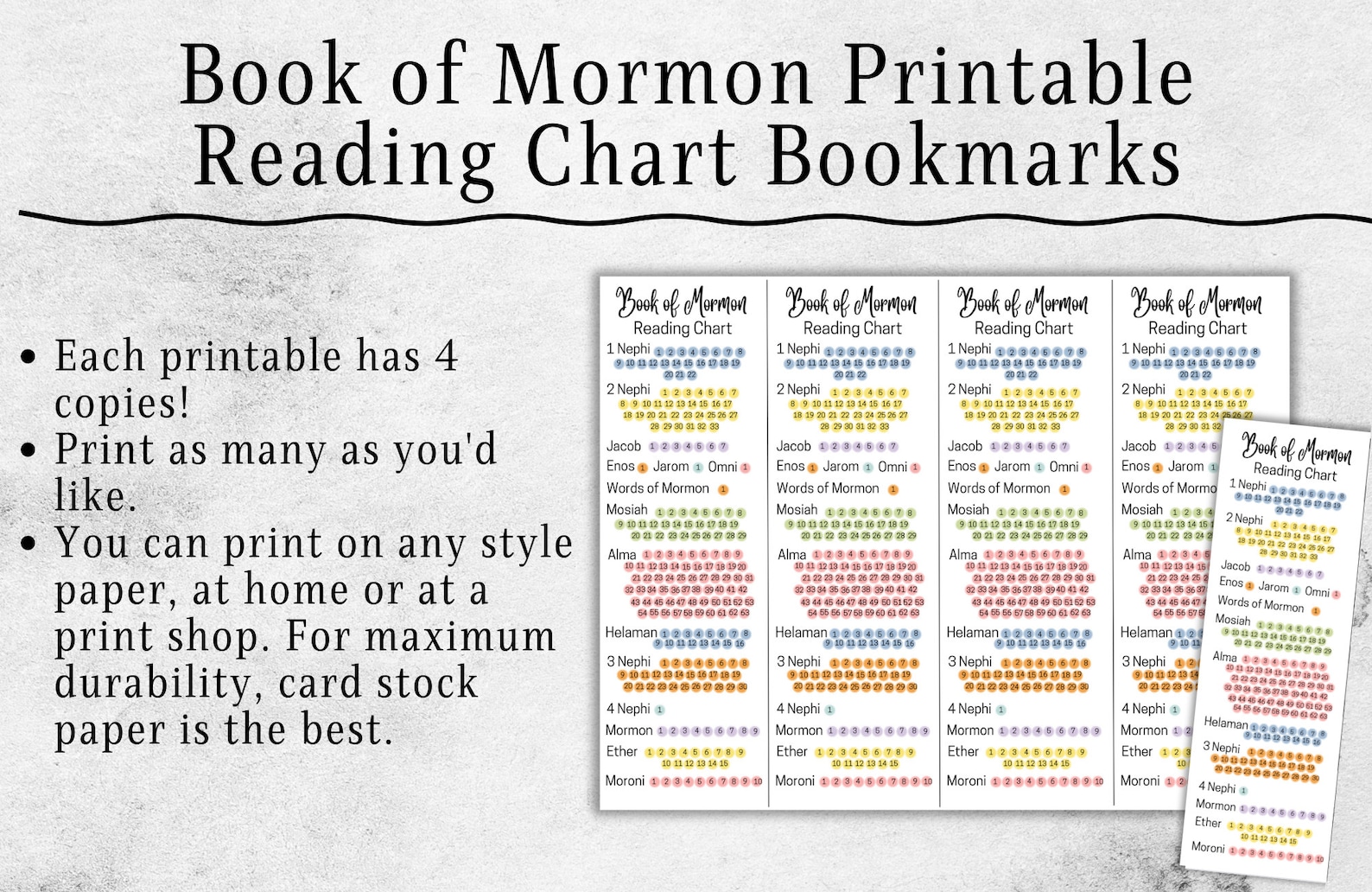 Book of Mormon Reading Chart Bookmark Printable Bookmark for - Etsy