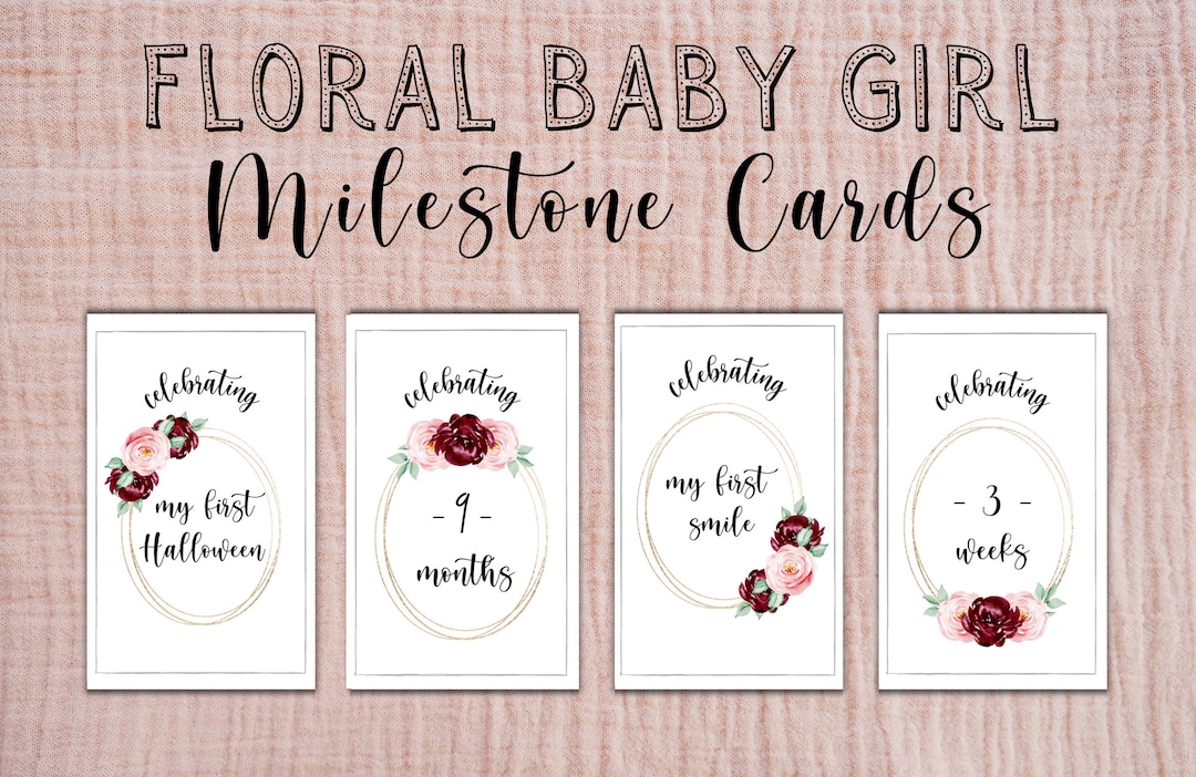 Baby Girl Milestone Cards | Printable Floral Milestone Cards | New Baby ...