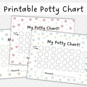 Peut inclure: Trois tableaux d'apprentissage de la propret&eacute; imprimables avec un motif d'&eacute;toiles. Chaque tableau comporte une fl&egrave;che de d&eacute;part, 12 cercles &agrave; colorier et un espace pour une r&eacute;compense. Les tableaux ont des &eacute;toiles de couleurs diff&eacute;rentes&nbsp;: rose, bleu et vert.