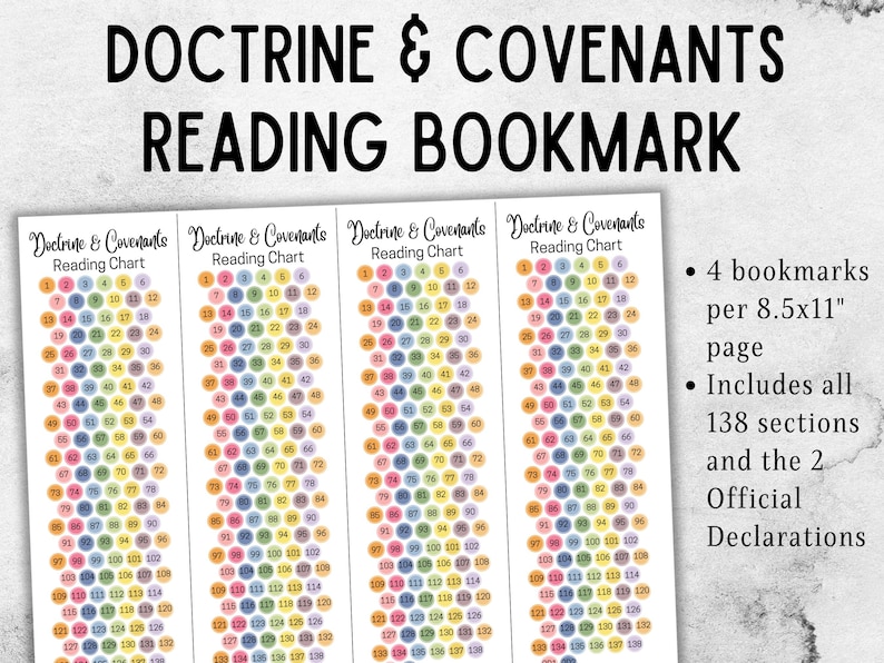 D&C Reading Chart Bookmark | Printable Bookmark for Doctrine and ...