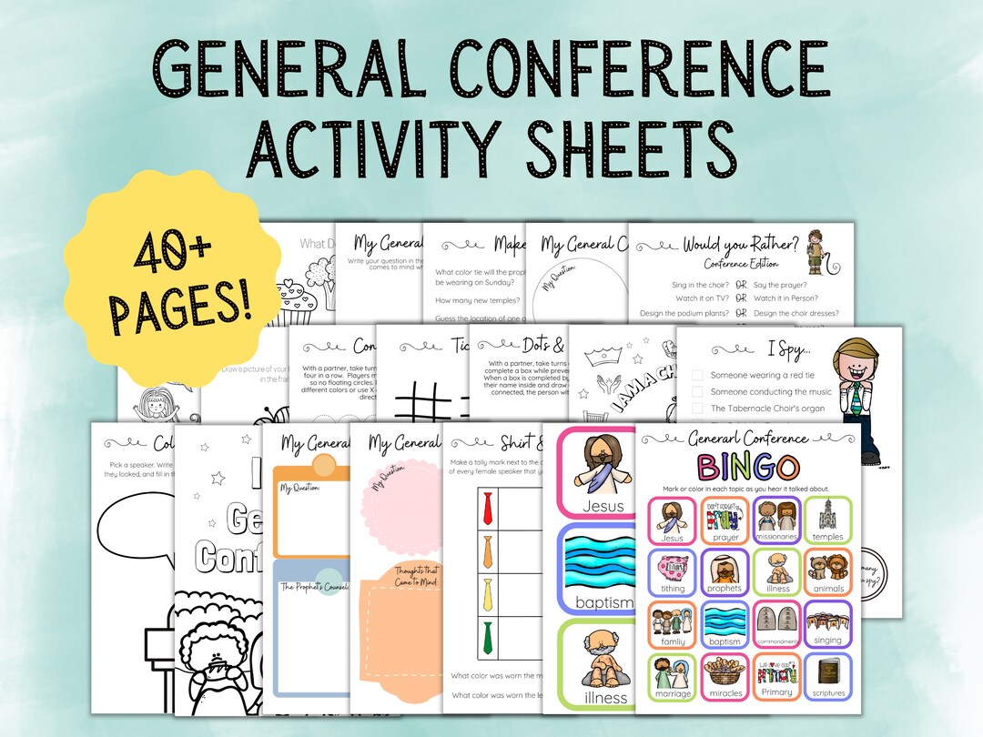 General Conference April 2024 Activities for Kids LDS Conference Packet