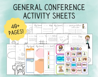 General Conference April 2024 Activities for Kids | LDS Conference Packet | Conference BINGO | General Conference Games | Coloring Pages
