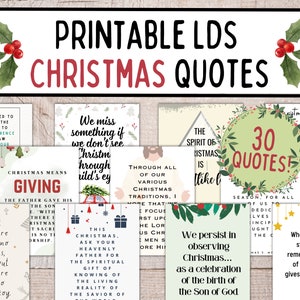 Citas navideñas SUD imprimibles / Imprimibles navideños / Impresiones SUD / Regalo para el vecindario / Navidad de la Sociedad de Socorro / Impresión digital navideña