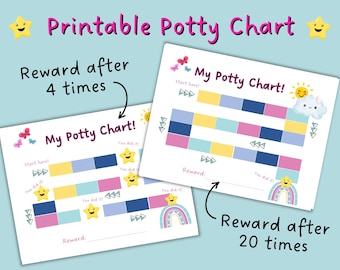 Printable Potty Training Chart | Toddler Potty Chart for Girls | Potty Training Sticker Chart | Kids Reward Chart Printable